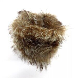 Auth FENDI - Brown Cream Multi Fur Scarf authentic